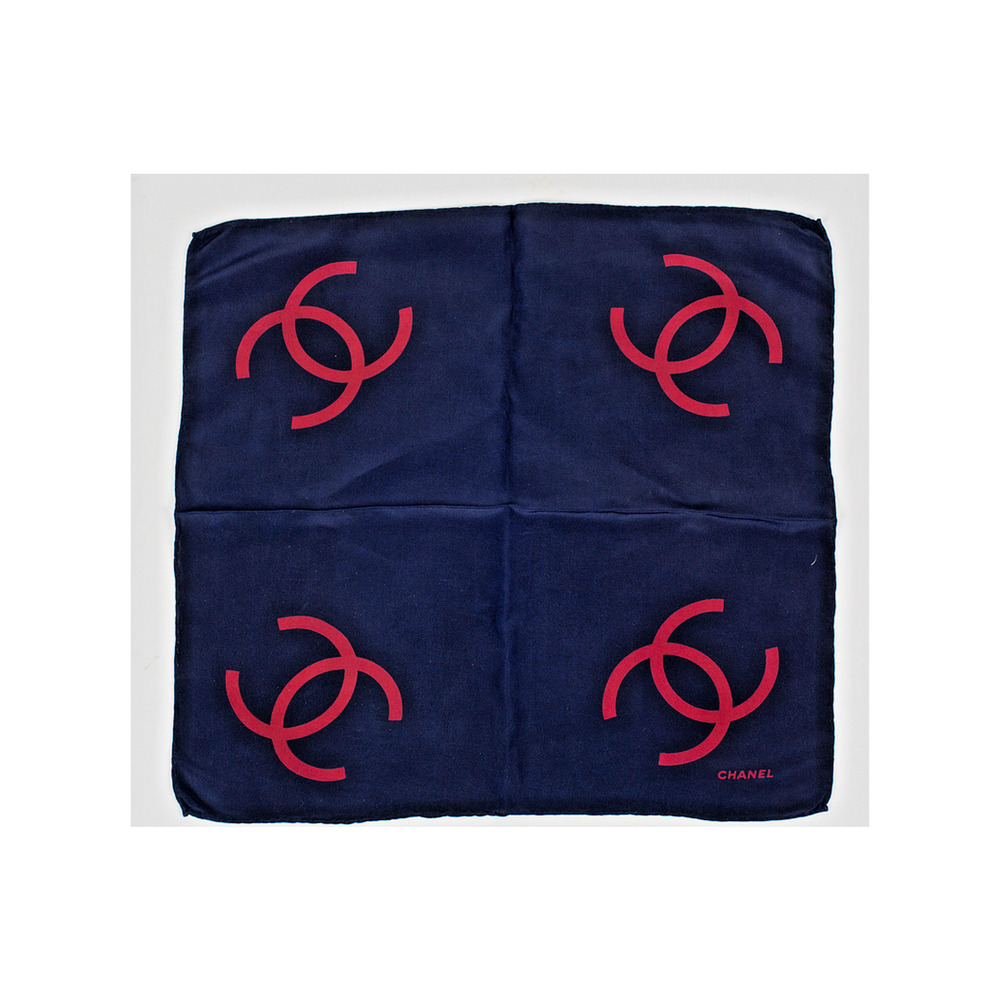 Chanel Silk Navy & Red Scarf